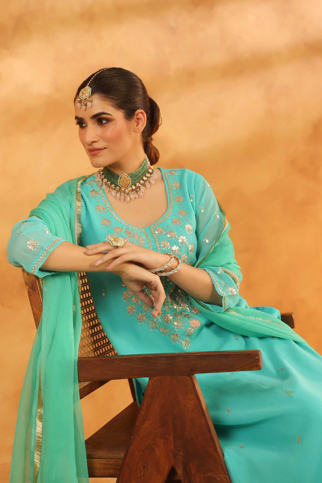 Tattva Mint Green Georgette Set