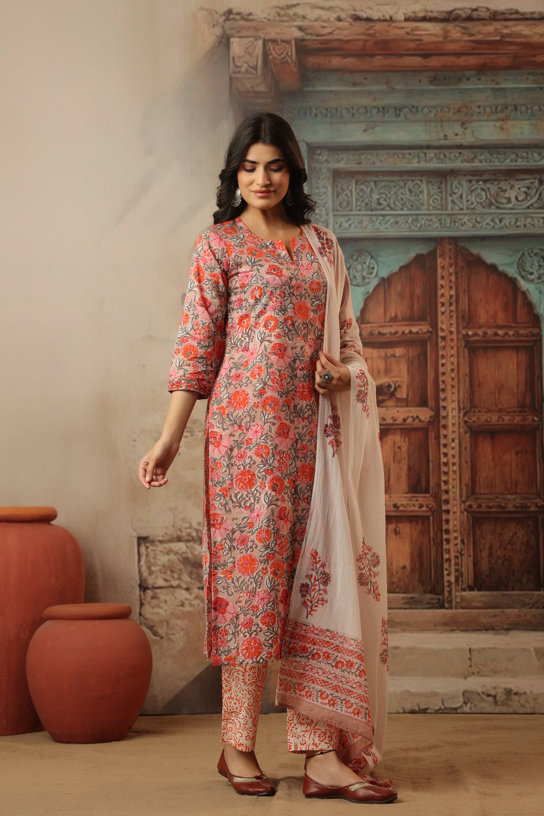 Navyaa Pink Cotton Suit Set