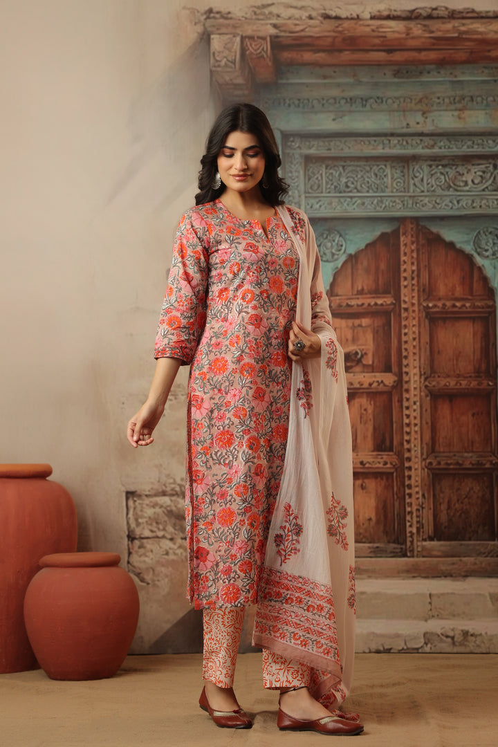 Navyaa Pink Cotton Suit Set