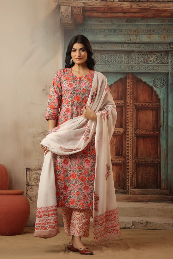 Navyaa Pink Cotton Suit Set