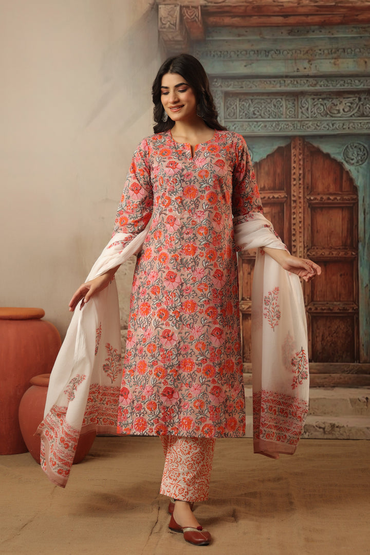 Navyaa Pink Cotton Suit Set
