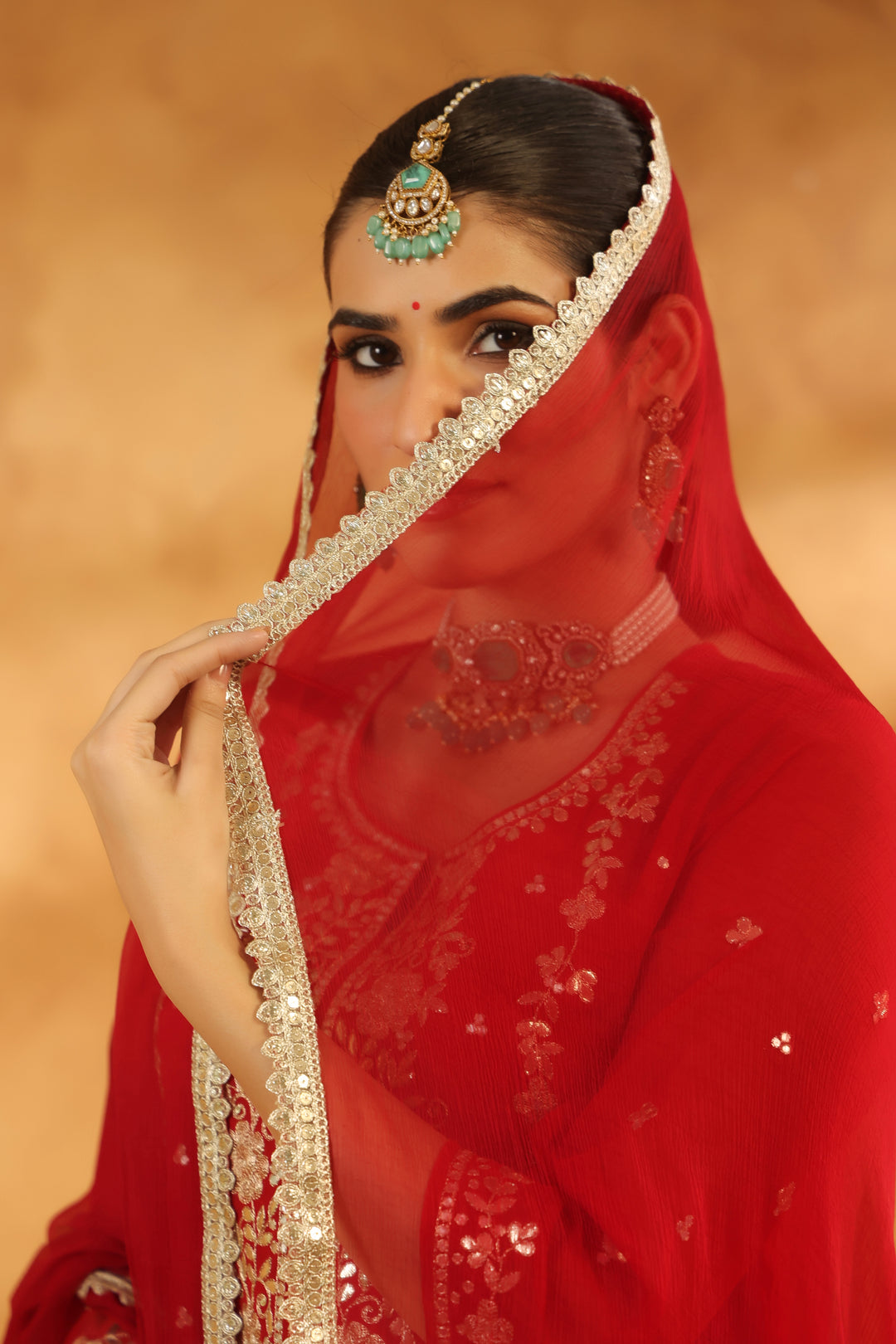 Devi Red Georgette suit set