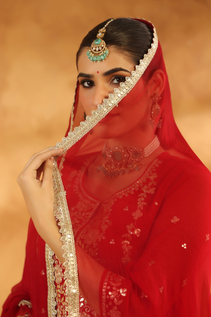 Devi Red Georgette suit set