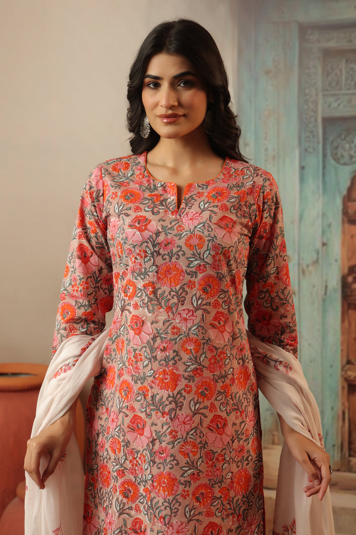 Navyaa Pink Cotton Suit Set