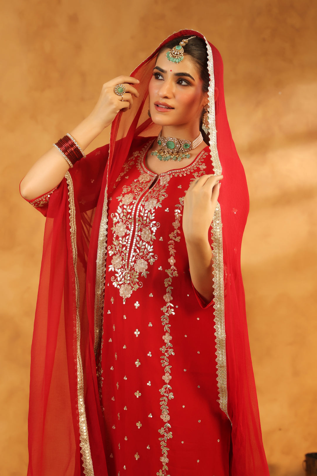 Devi Red Georgette suit set