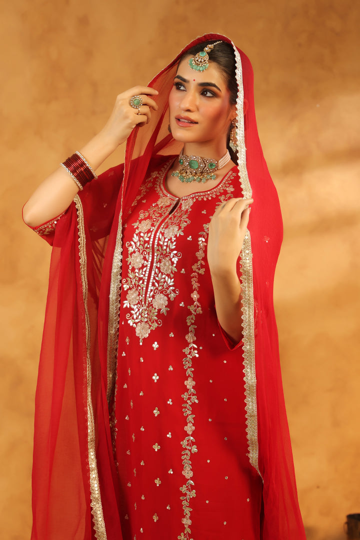 Devi Red Georgette suit set