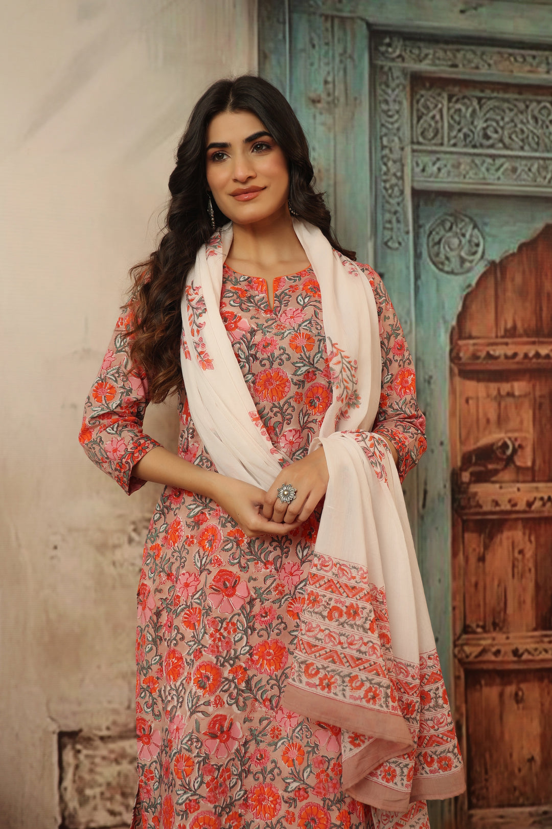 Navyaa Pink Cotton Suit Set