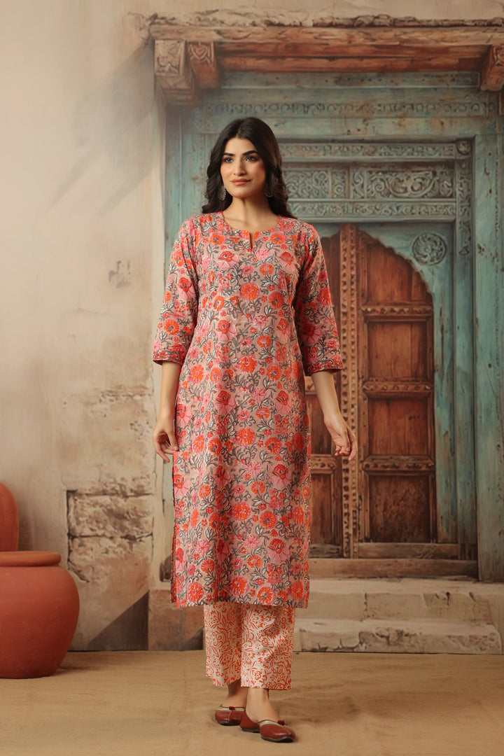 Navyaa Pink Cotton Suit Set