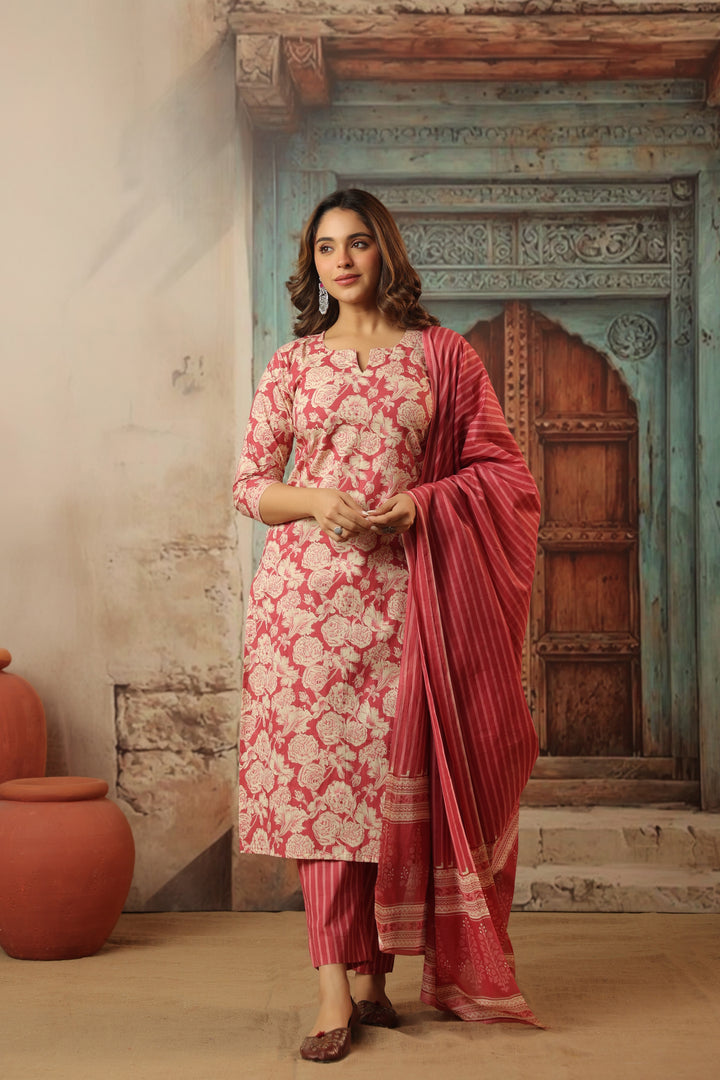 Vihani Pink Cotton Suit Set