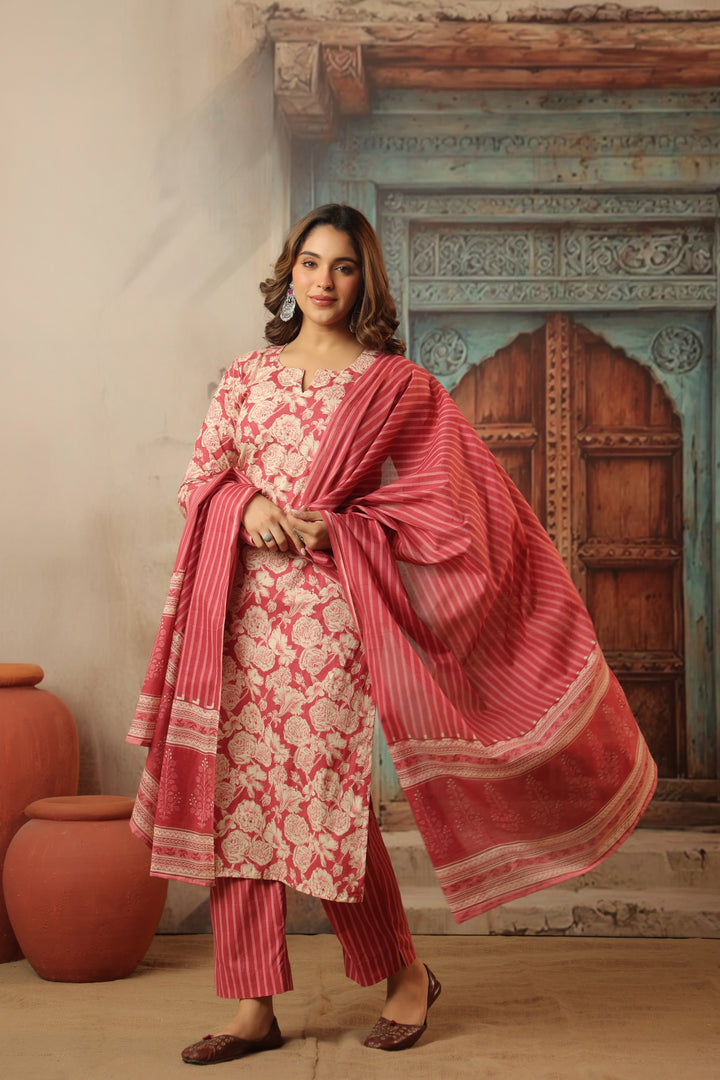 Vihani Pink Cotton Suit Set