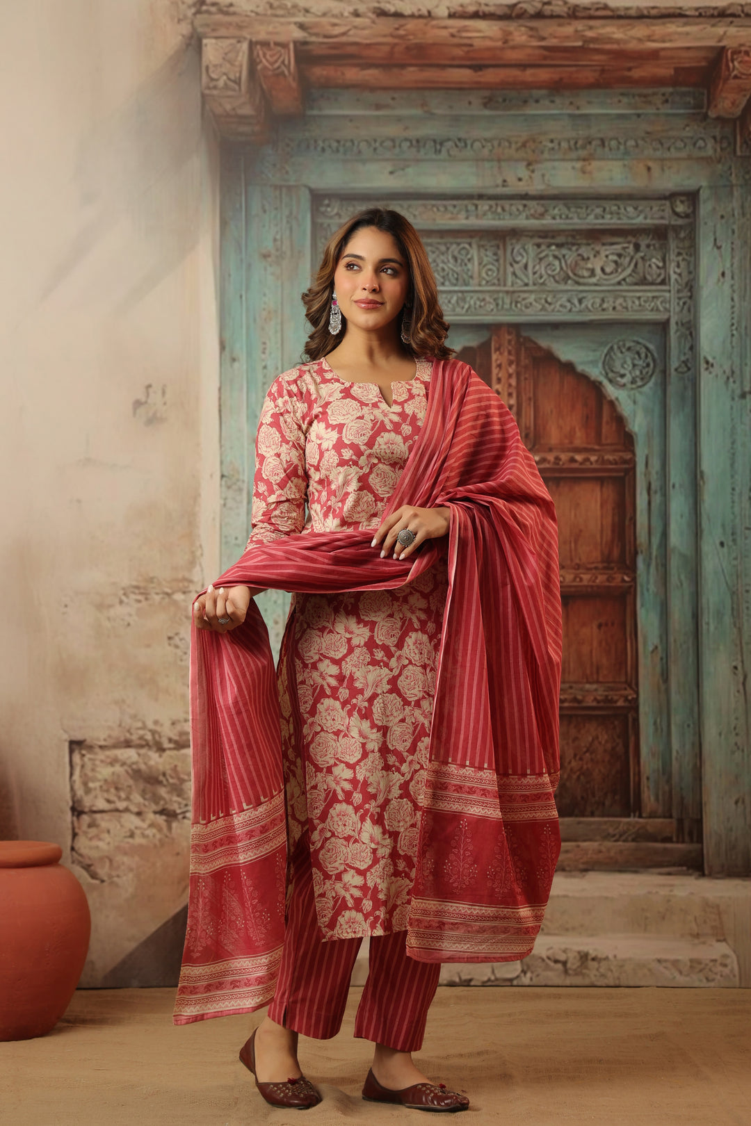 Vihani Pink Cotton Suit Set