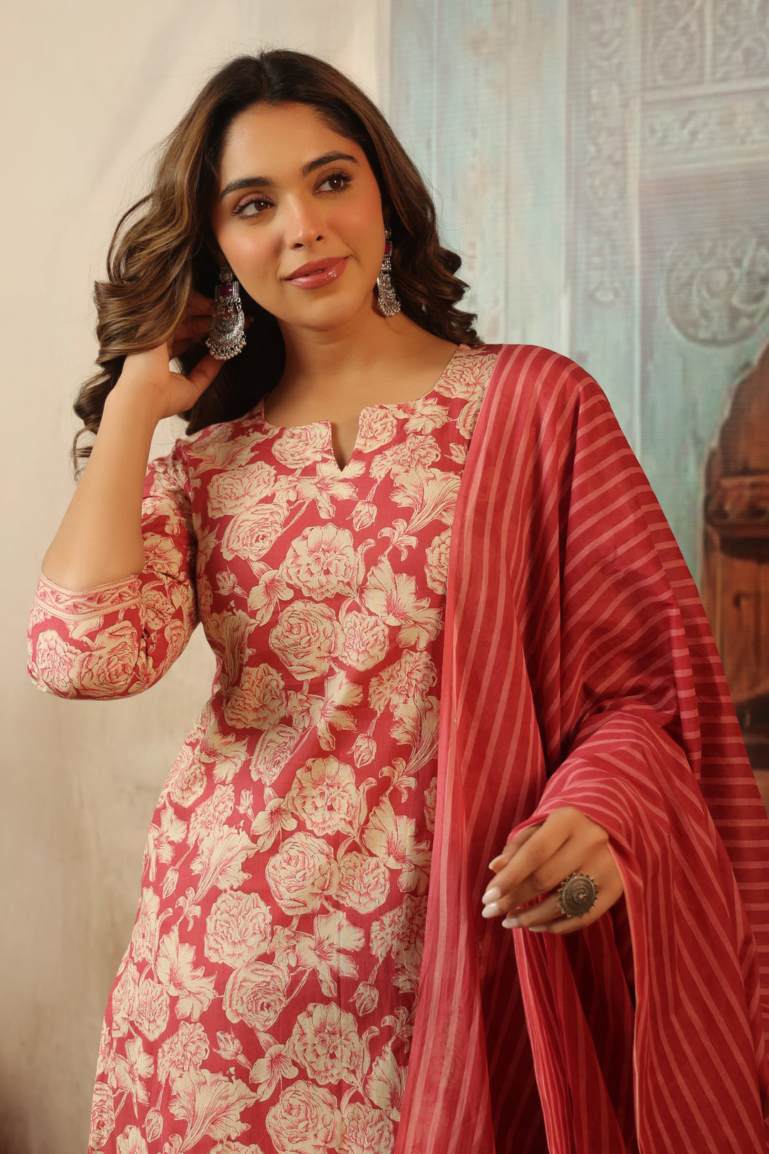 Vihani Pink Cotton Suit Set