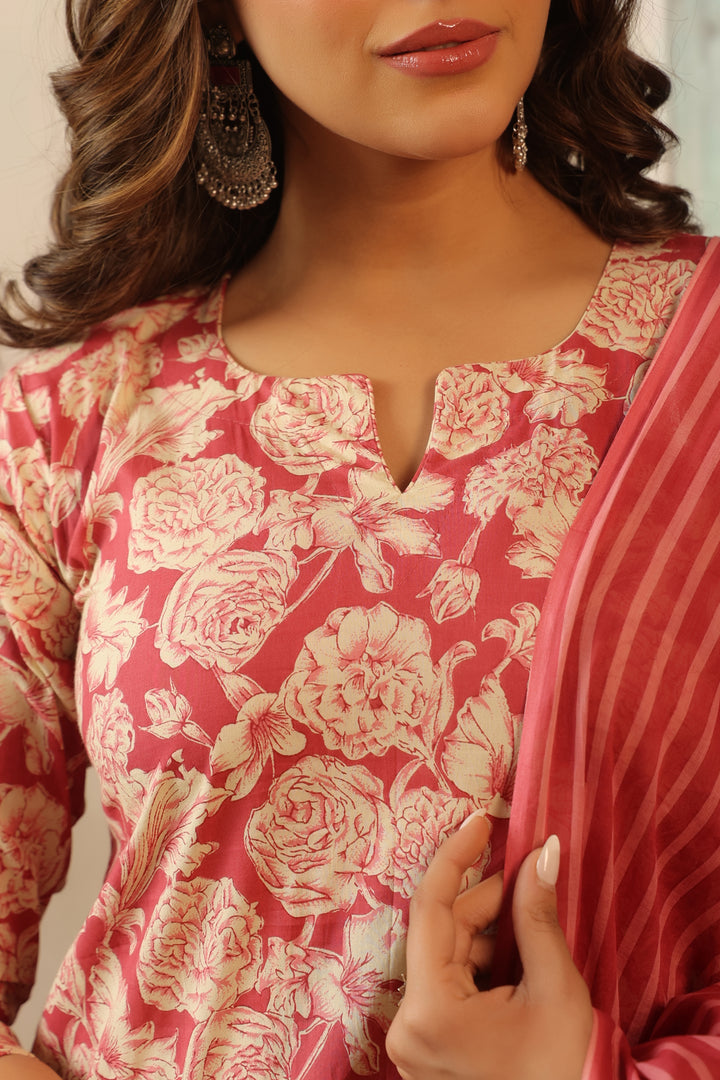 Vihani Pink Cotton Suit Set