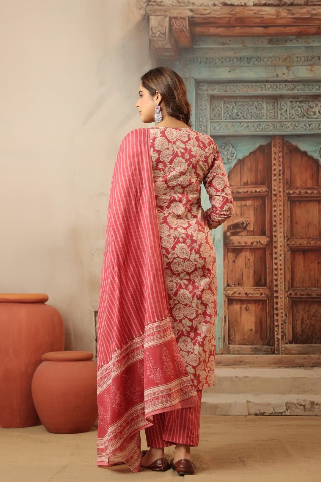 Vihani Pink Cotton Suit Set