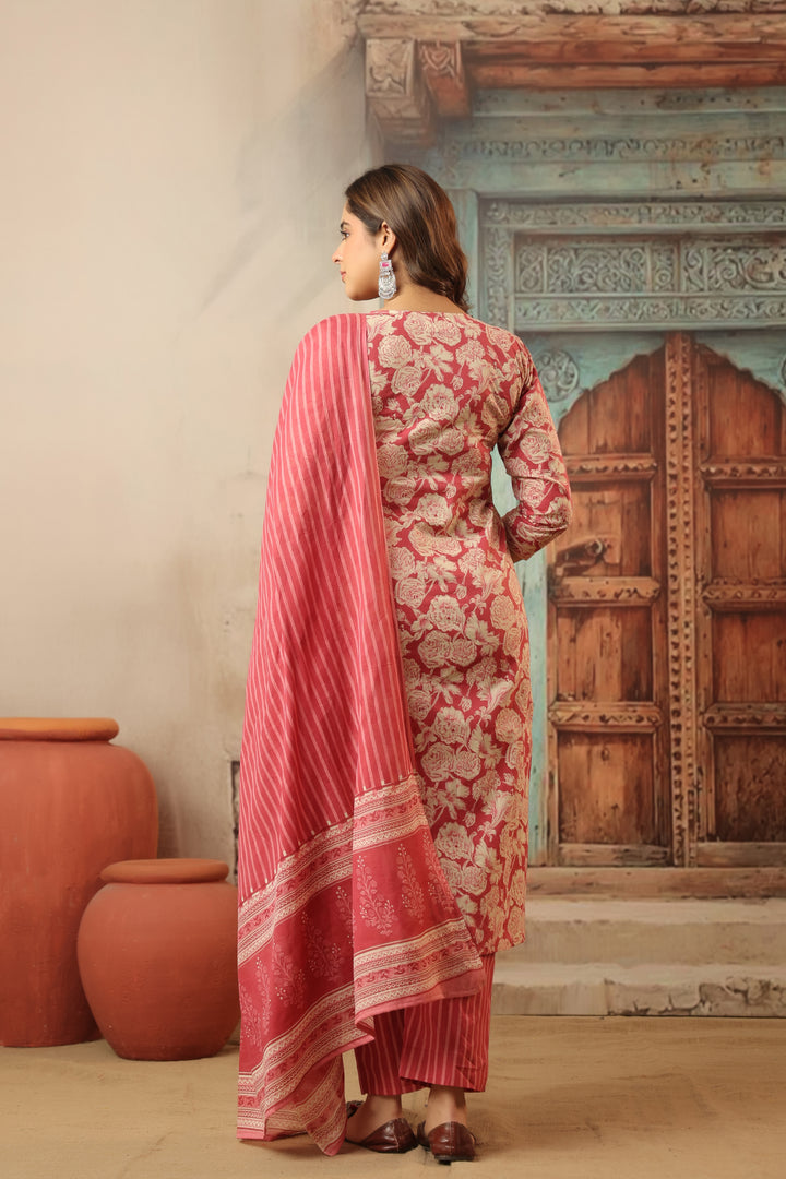 Vihani Pink Cotton Suit Set