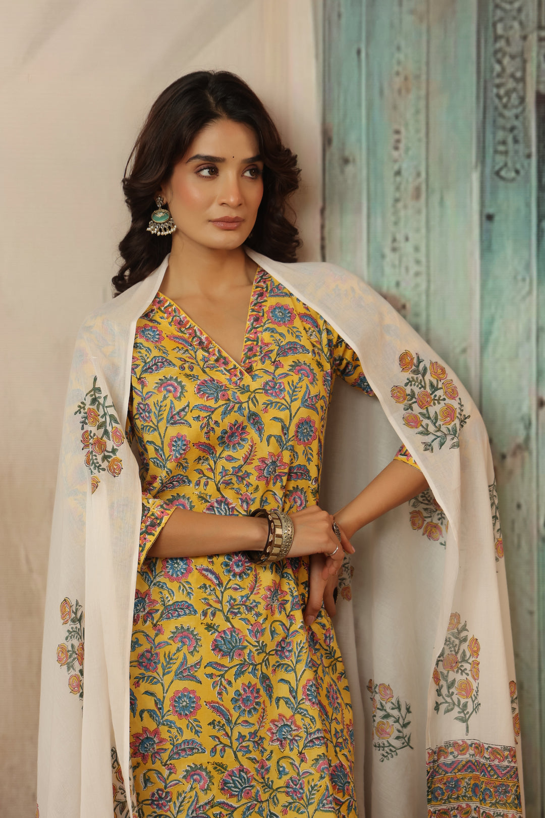Muskaan Yellow Cotton Suit Set