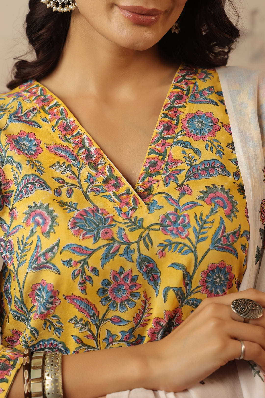 Muskaan Yellow Cotton Suit Set