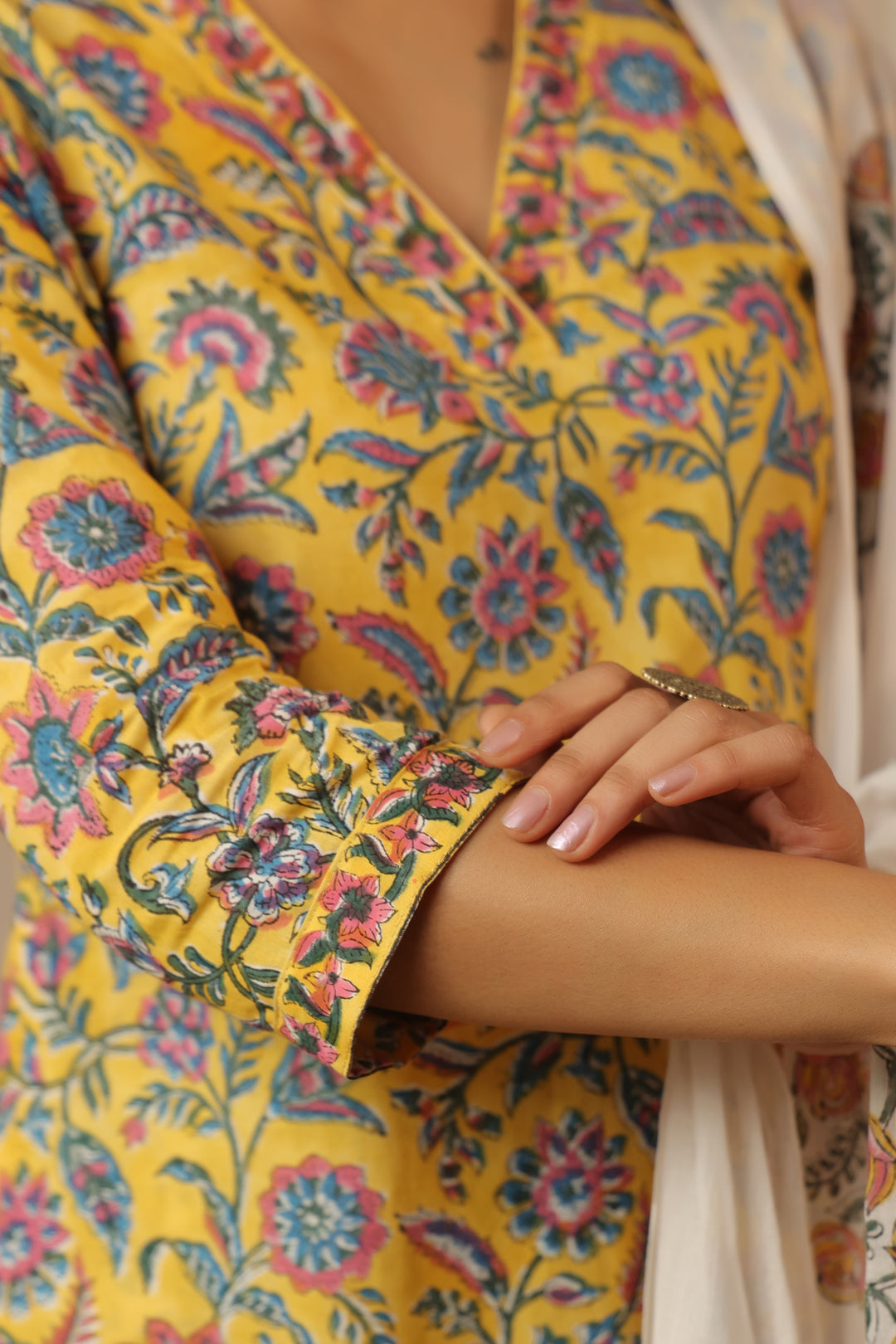 Muskaan Yellow Cotton Suit Set