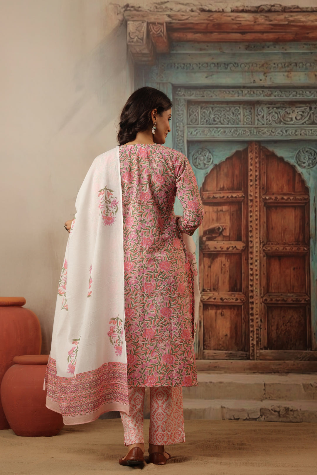 Shubhi Pink Cotton Suit Set
