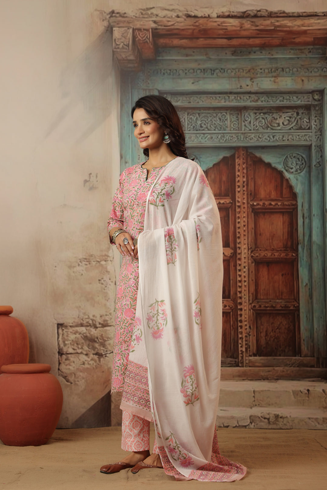 Shubhi Pink Cotton Suit Set