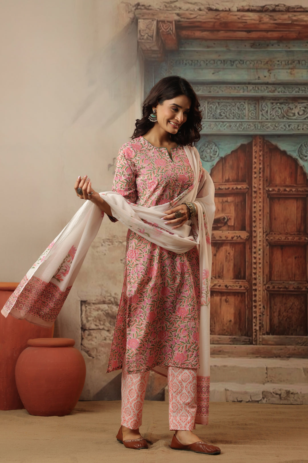 Shubhi Pink Cotton Suit Set