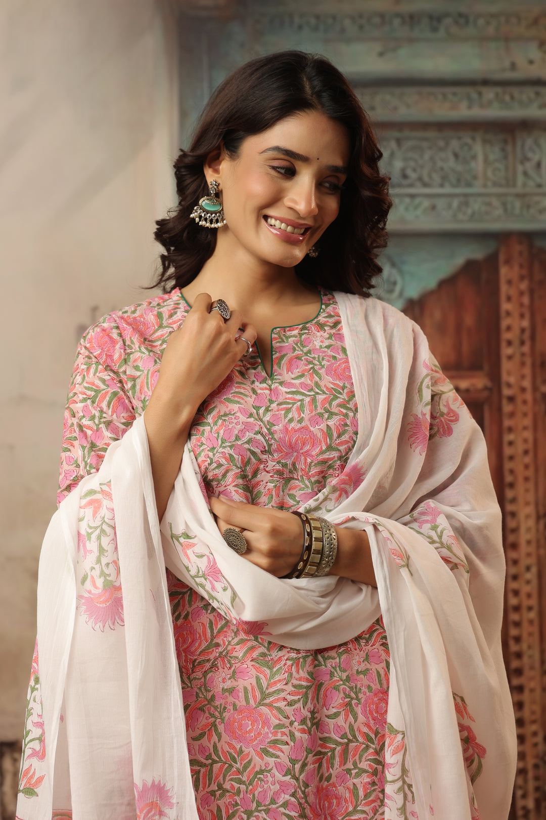 Shubhi Pink Cotton Suit Set