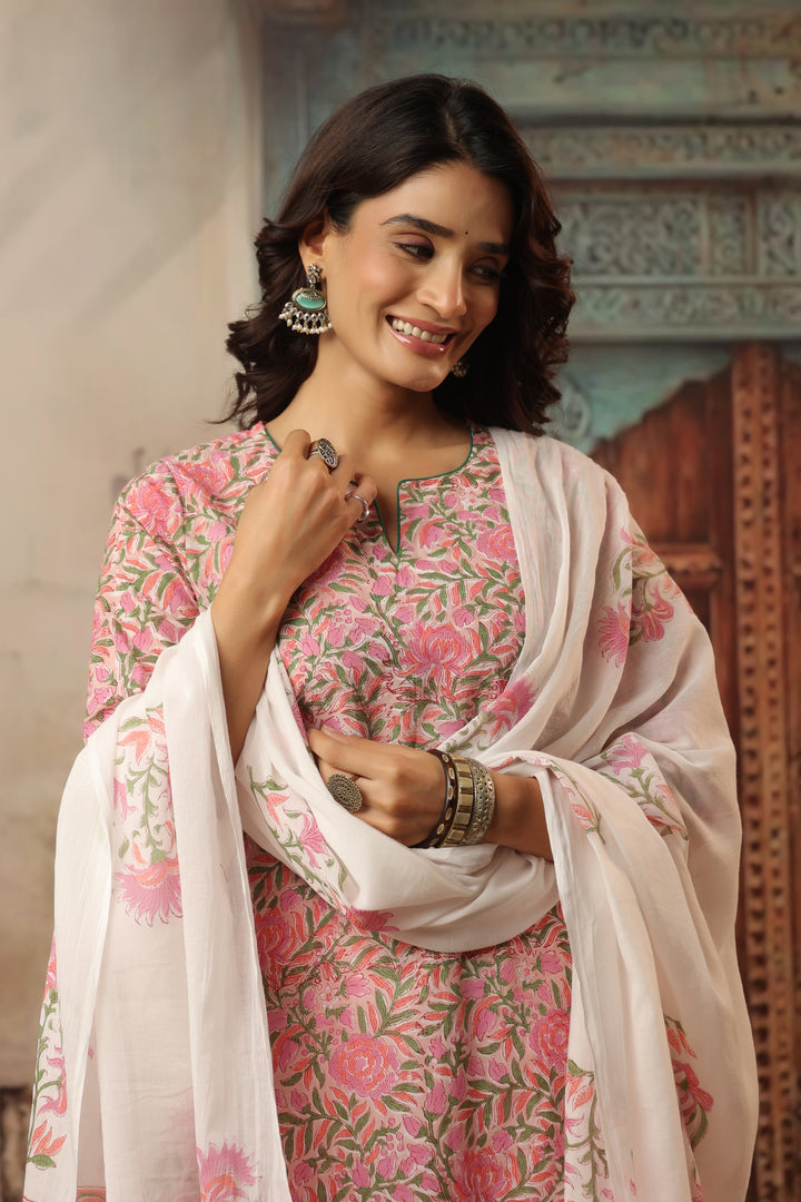 Shubhi Pink Cotton Suit Set
