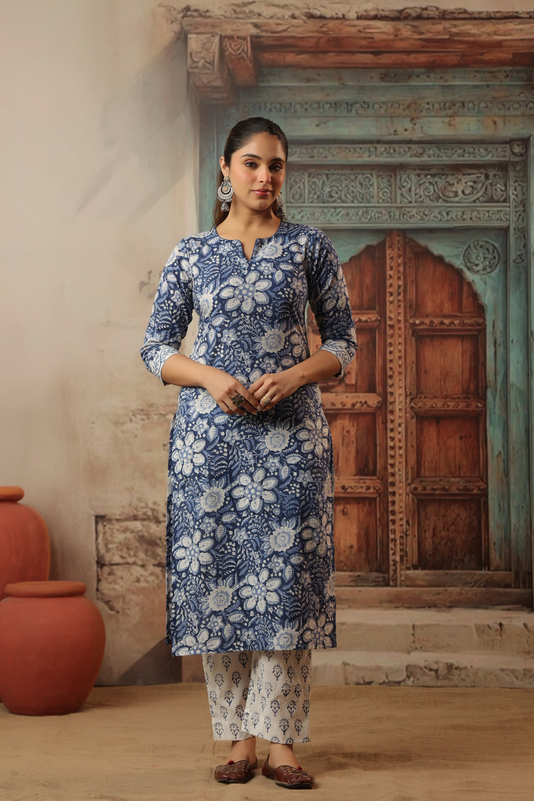 Leela Blue Cotton Suit set