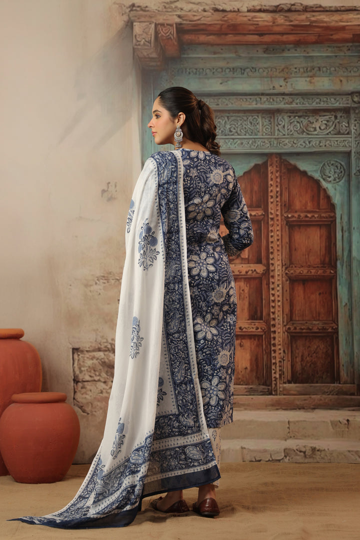 Leela Blue Cotton Suit set