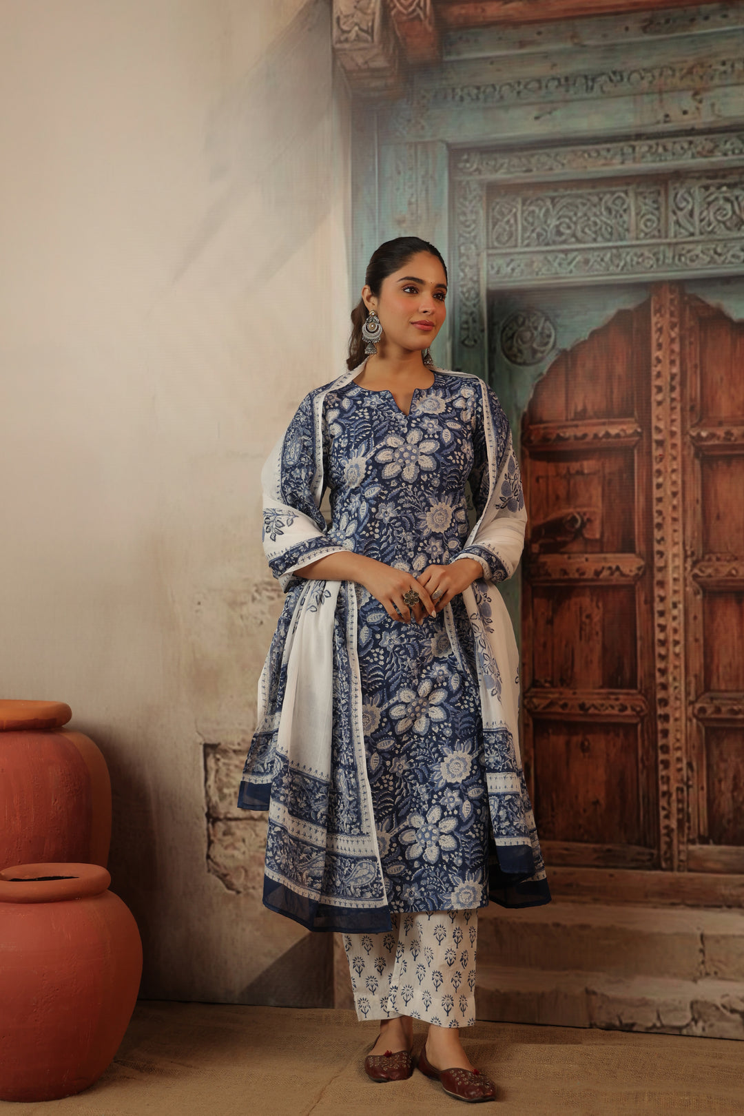 Leela Blue Cotton Suit set