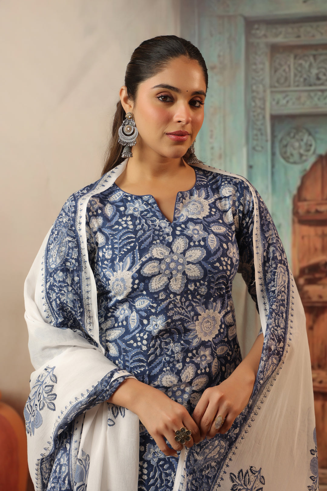 Leela Blue Cotton Suit set