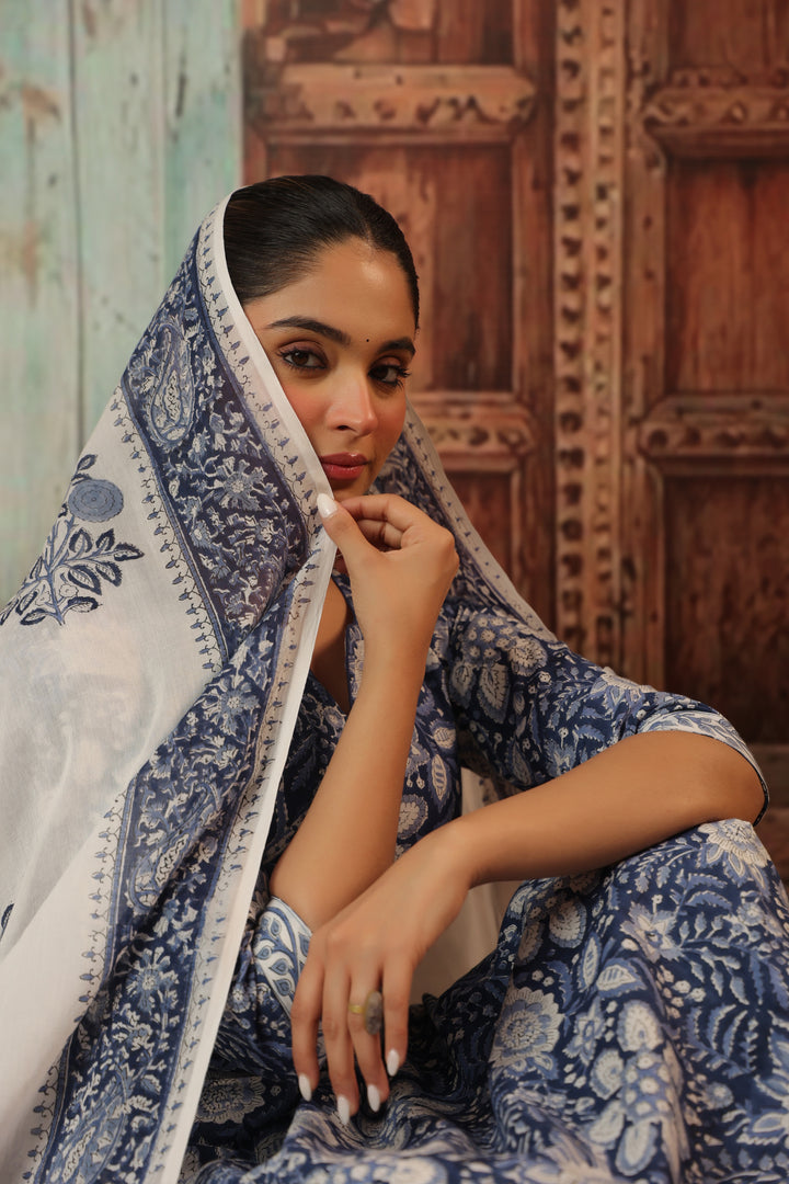 Leela Blue Cotton Suit set
