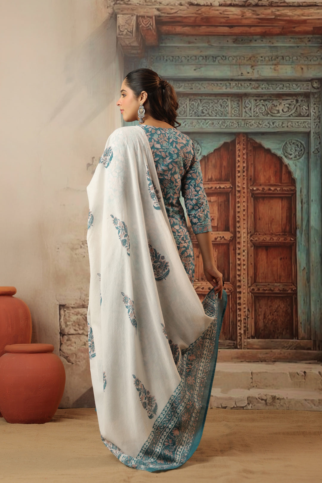 Raksha Blue Cotton Suit Set