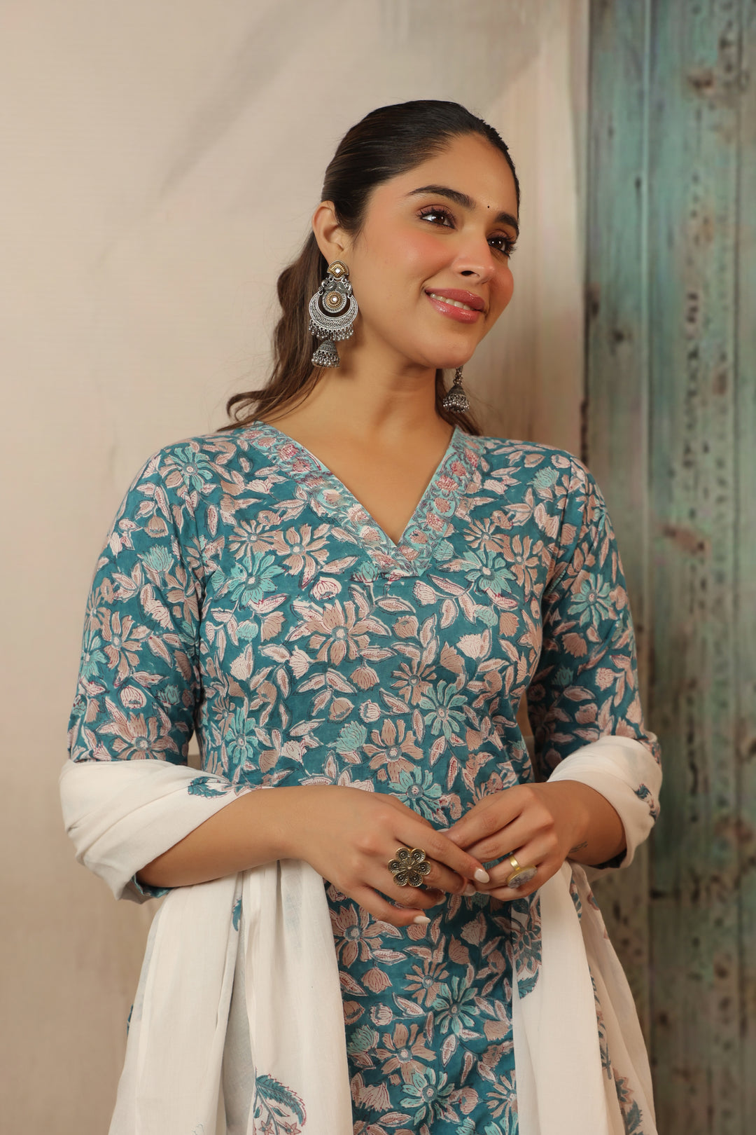 Raksha Blue Cotton Suit Set