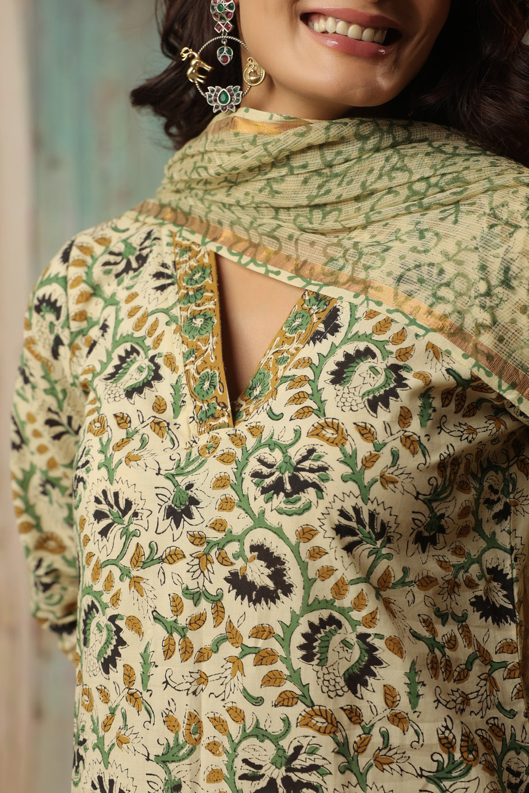 Gauri Beige Bagru Suit Set