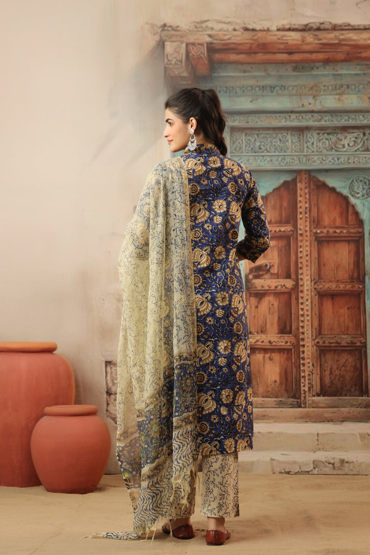 Amara Blue Cotton Suit Set