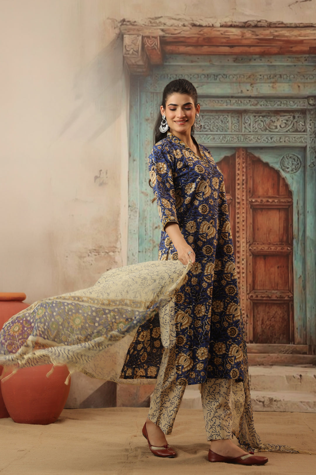 Amara Blue Cotton Suit Set