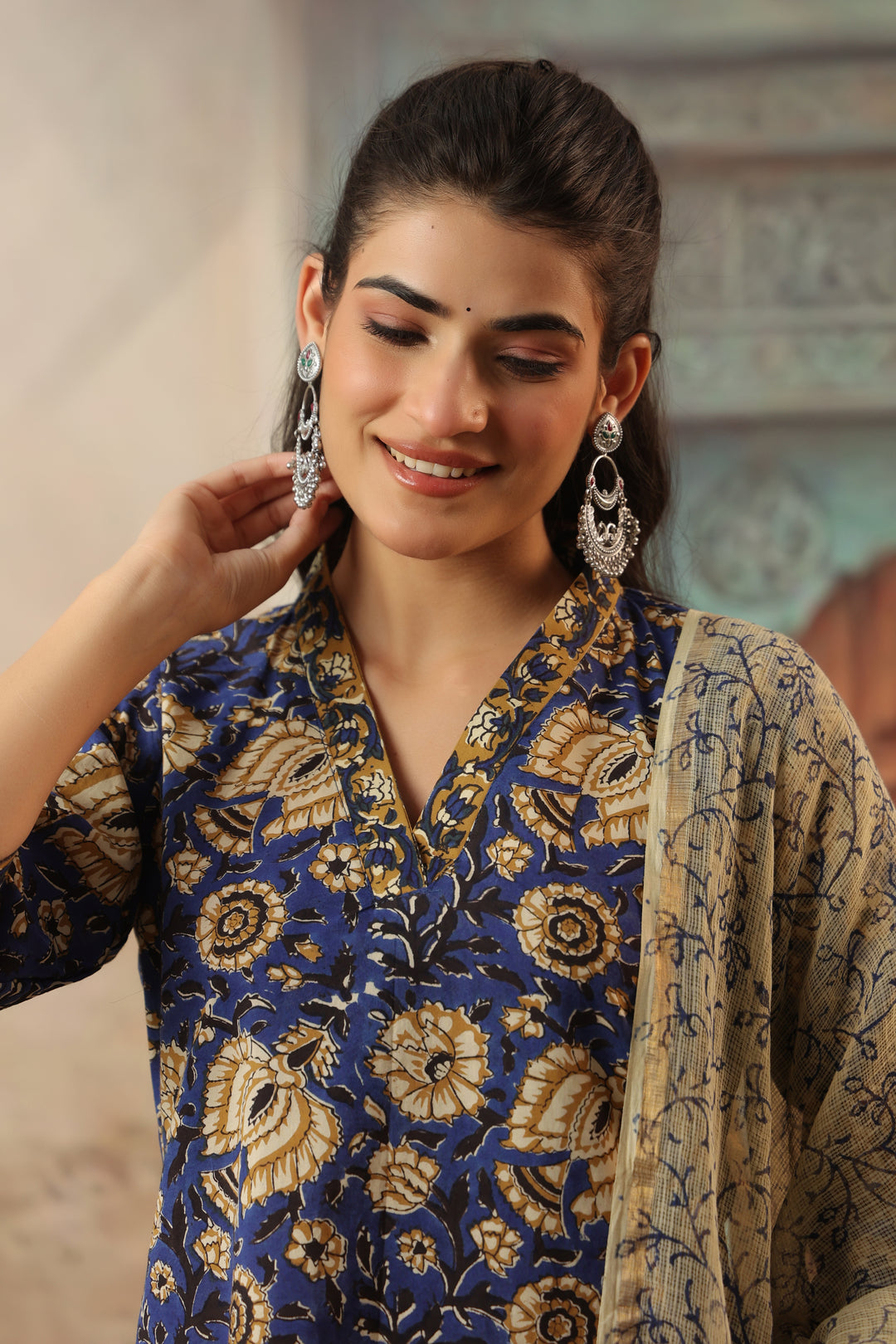 Amara Blue Cotton Suit Set