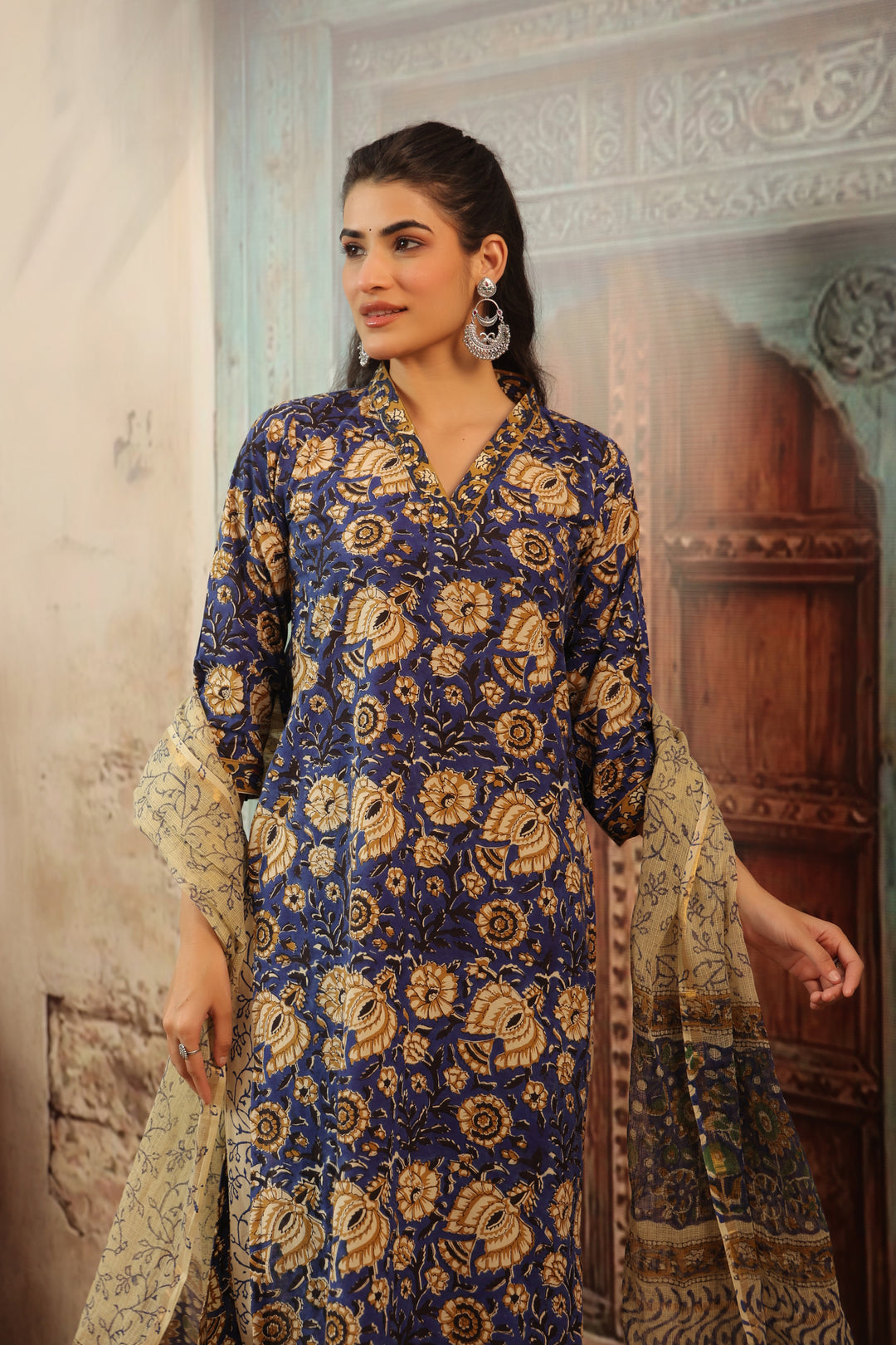 Amara Blue Cotton Suit Set