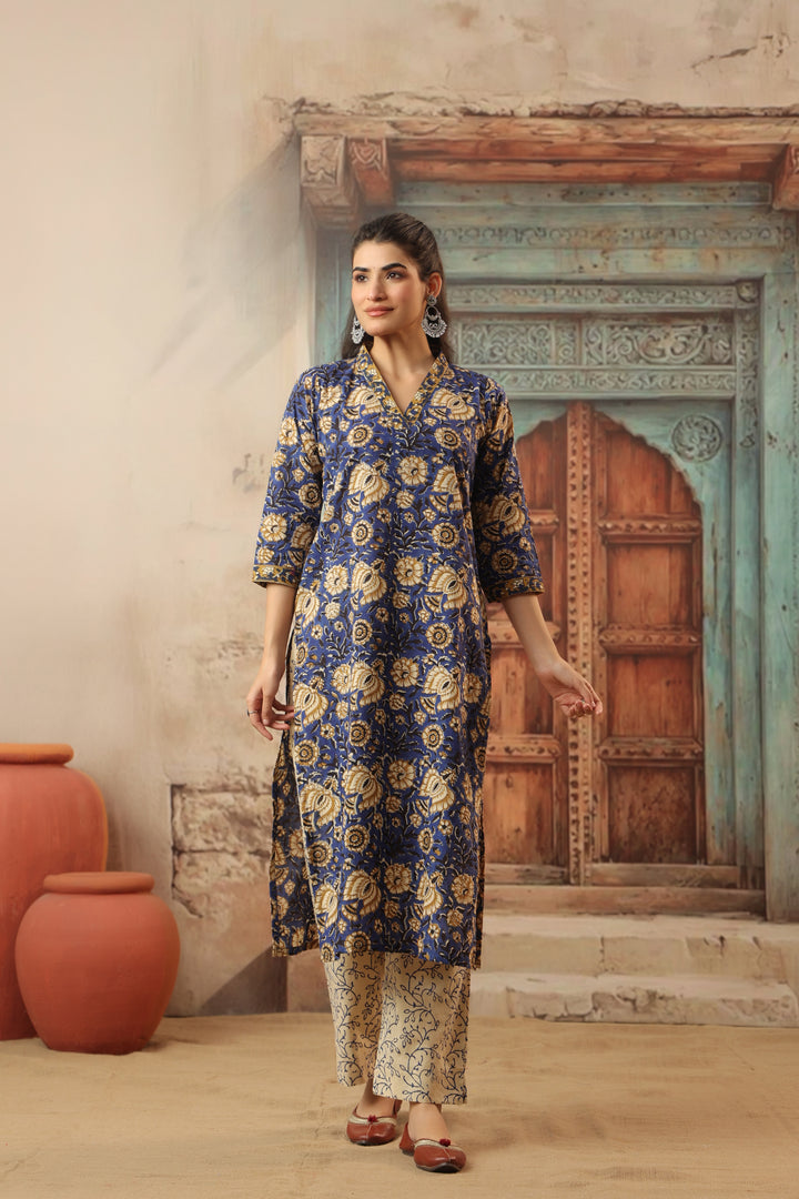 Amara Blue Cotton Suit Set