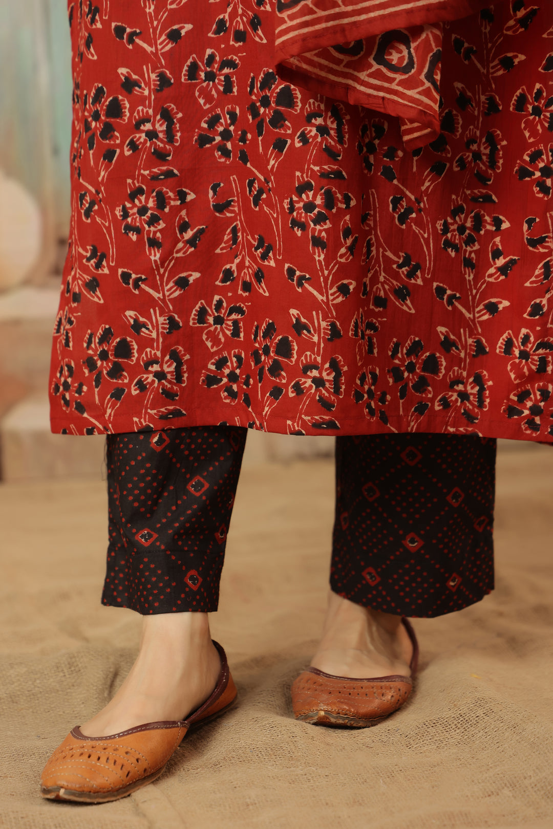 Devi Red Cotton Suit Set