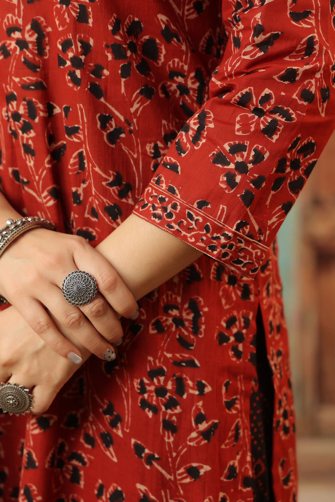 Devi Red Cotton Suit Set