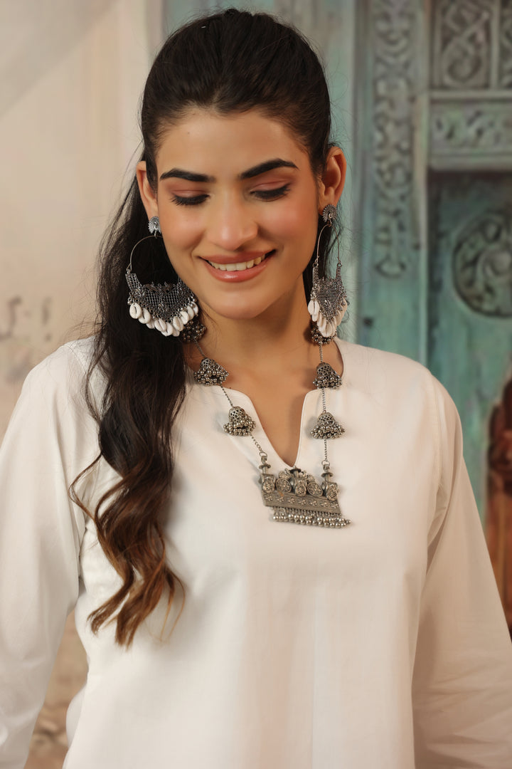 White Farshi Salwar Set