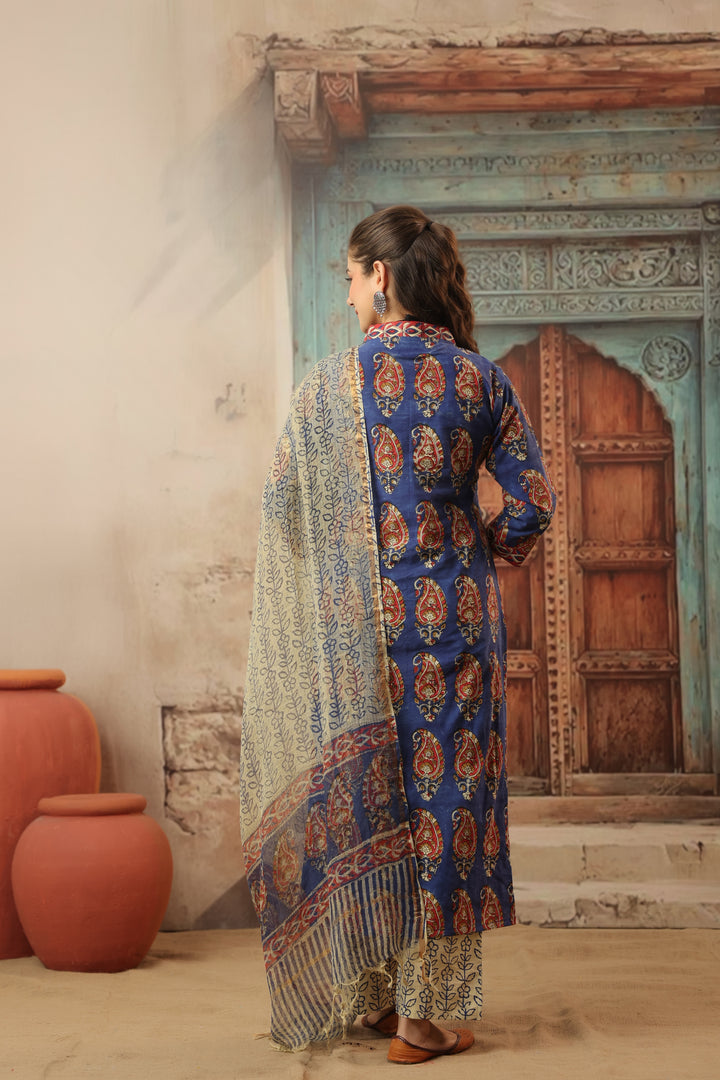 Bela Blue Cotton Suit Set
