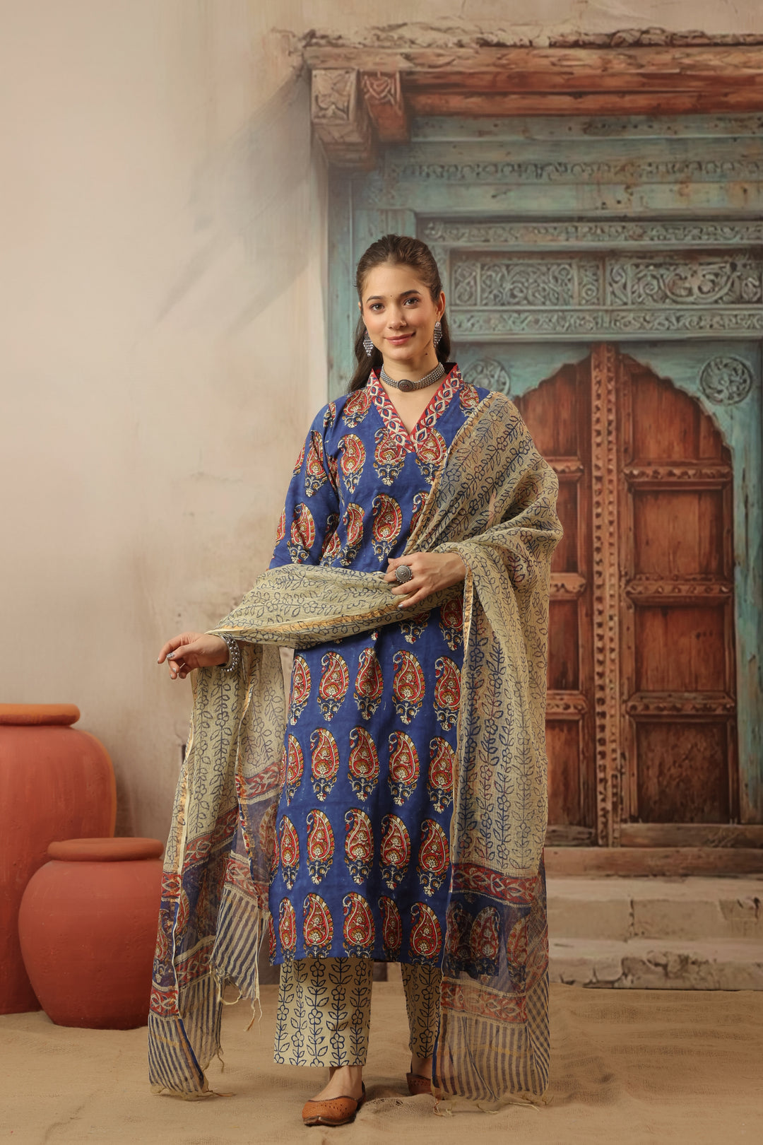 Bela Blue Cotton Suit Set