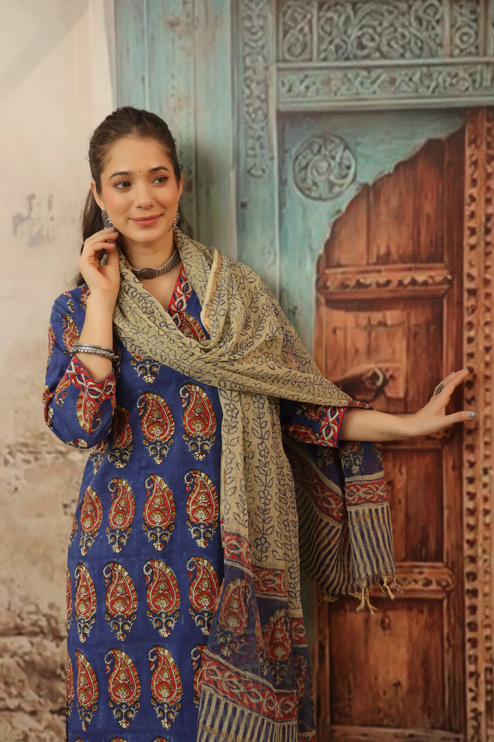 Bela Blue Cotton Suit Set