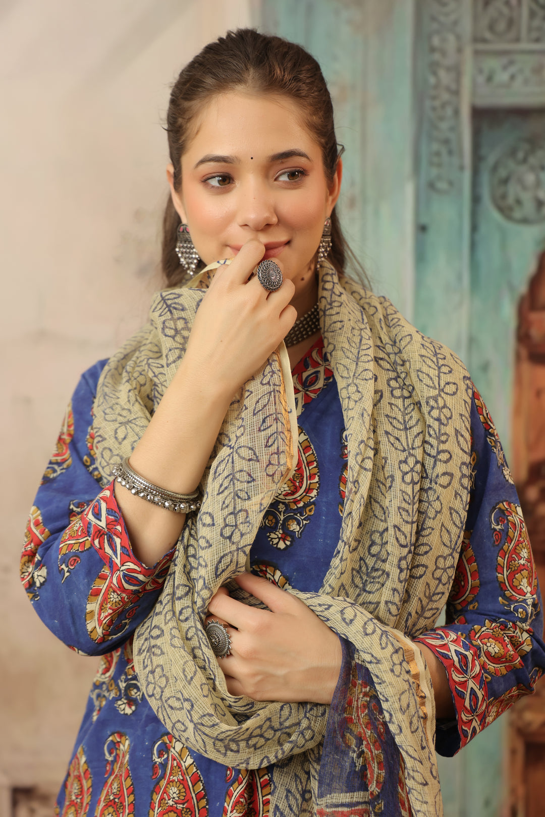 Bela Blue Cotton Suit Set
