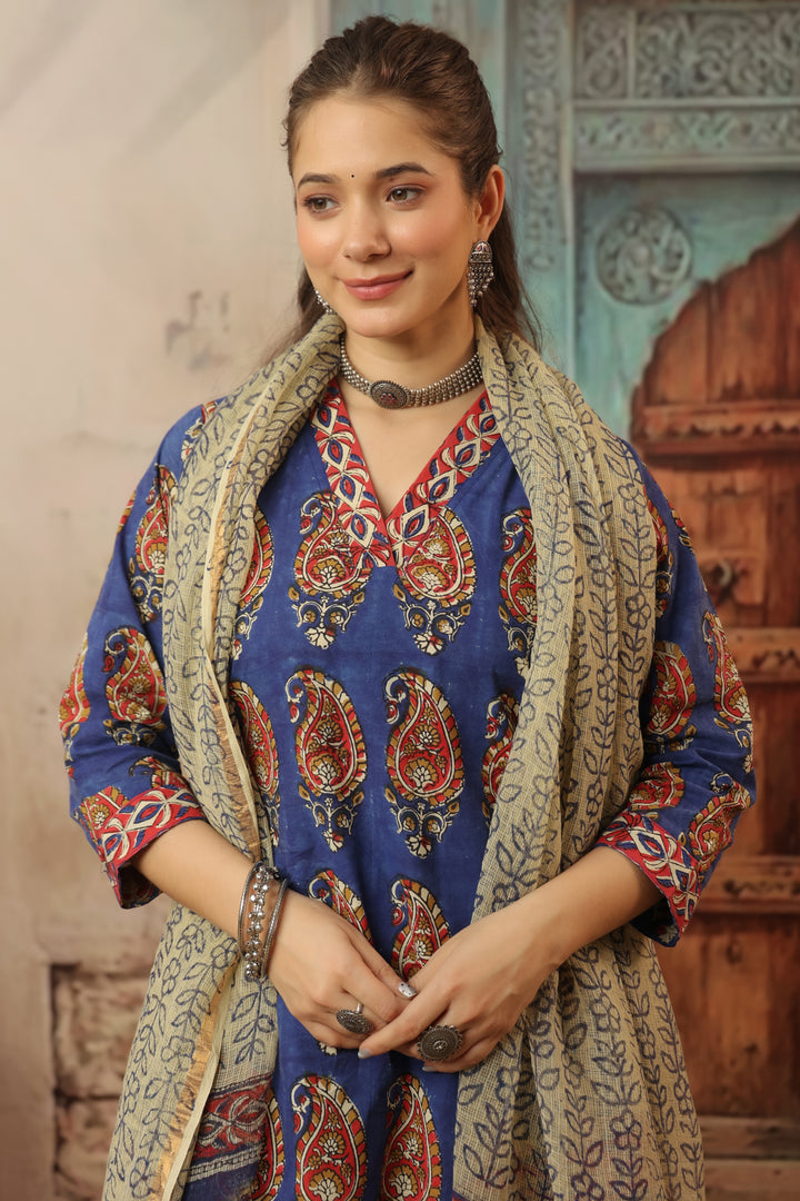 Bela Blue Cotton Suit Set