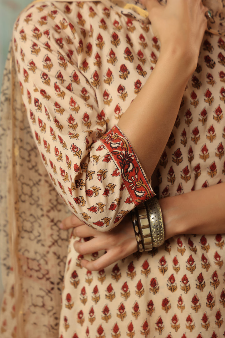 Chanchal Beige Bagru Suit Set