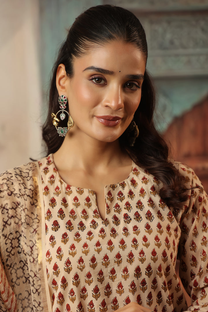 Chanchal Beige Bagru Suit Set
